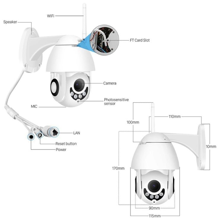 PTZ Control 355 Degree Rotation Infrared WiFi Smart Dome Camera, Two-Way Voice Intercom Monitor, OU-A1IN PTZ Control 355 Degree Rotation Infrared WiFi Smart Dome Camera, Two-Way Voice Intercom Monitor, OU-A1IN